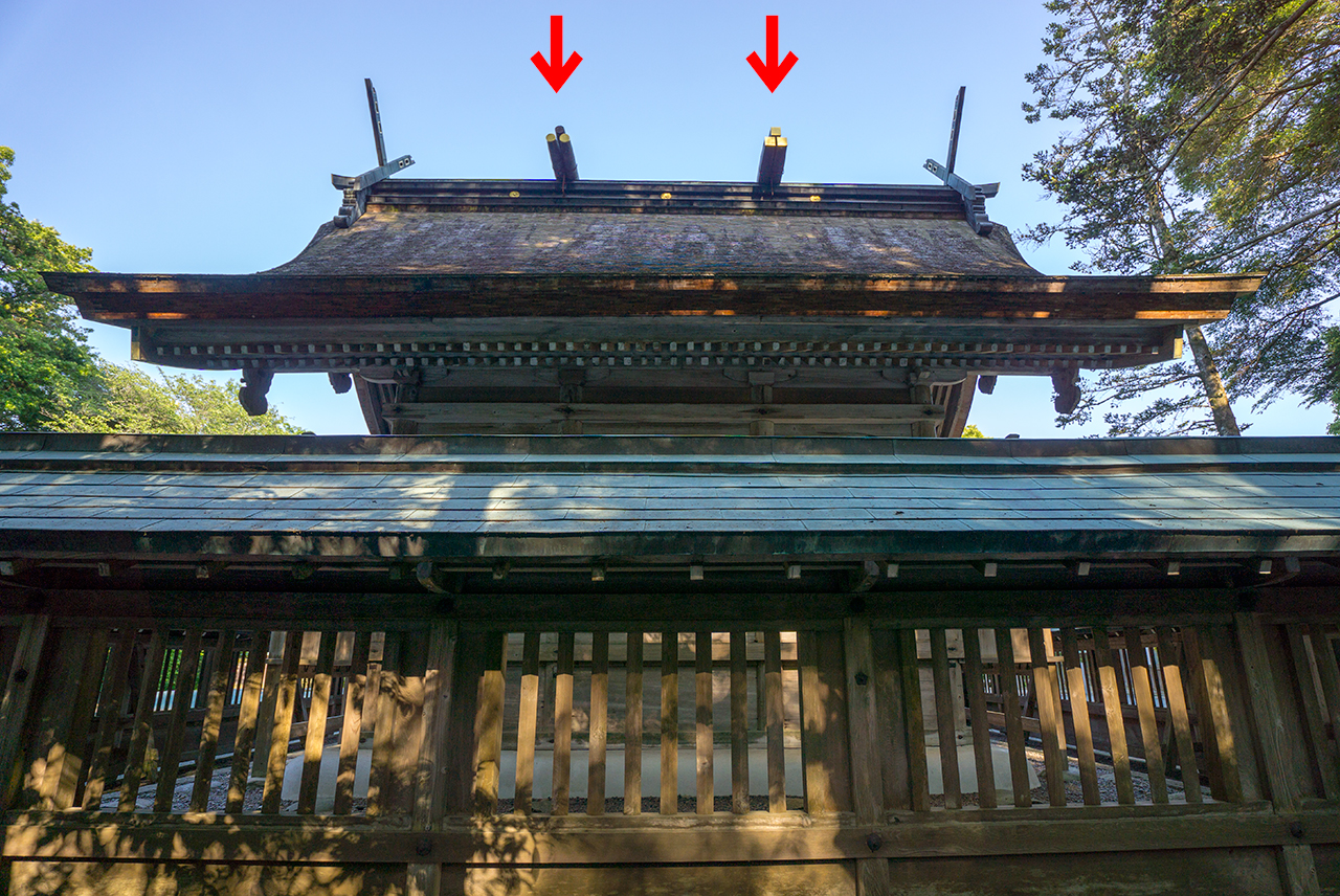 本殿の鰹木