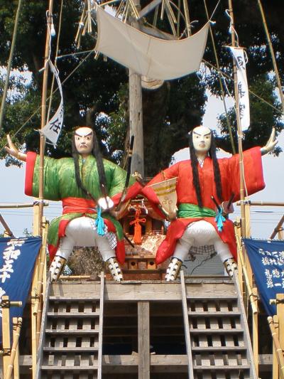 上庄八坂神社 大人形と大提灯