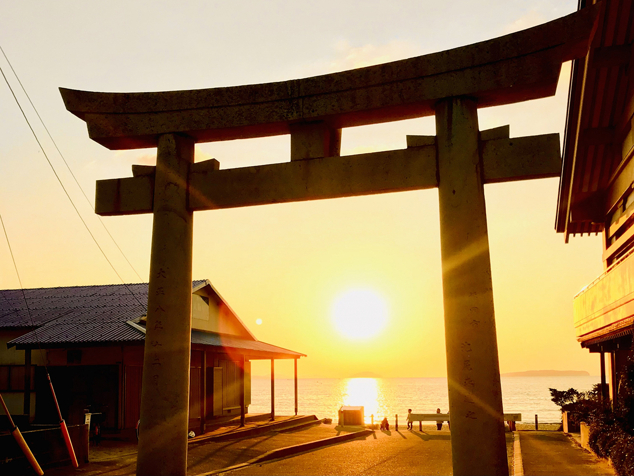 夕日と一の鳥居