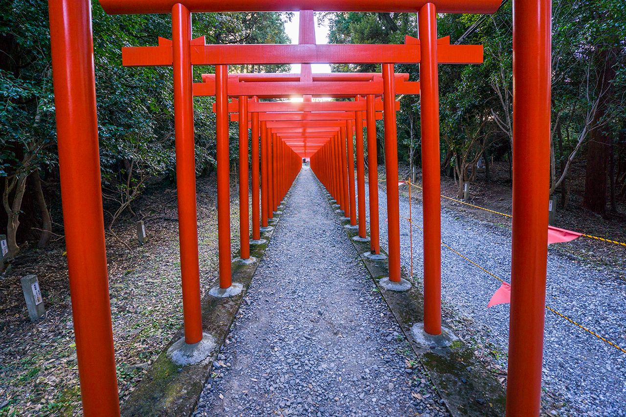 南宮大社 百連鳥居 途中からみえる風景