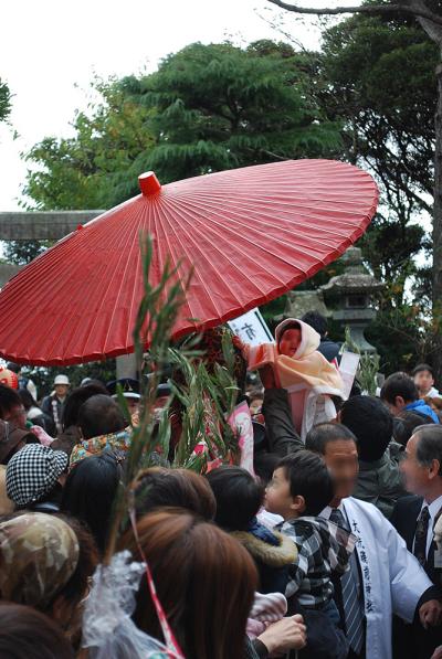 大洗磯前神社 秋季神事有賀祭での有賀神社ご神体（虫切り神事）