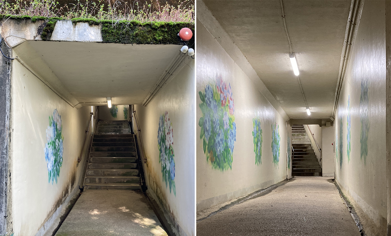 地下道入口と通路