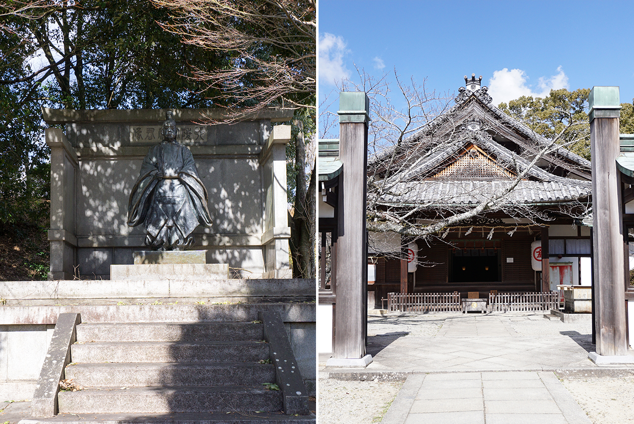 琴陵宥常銅像と金刀比羅本教総本部