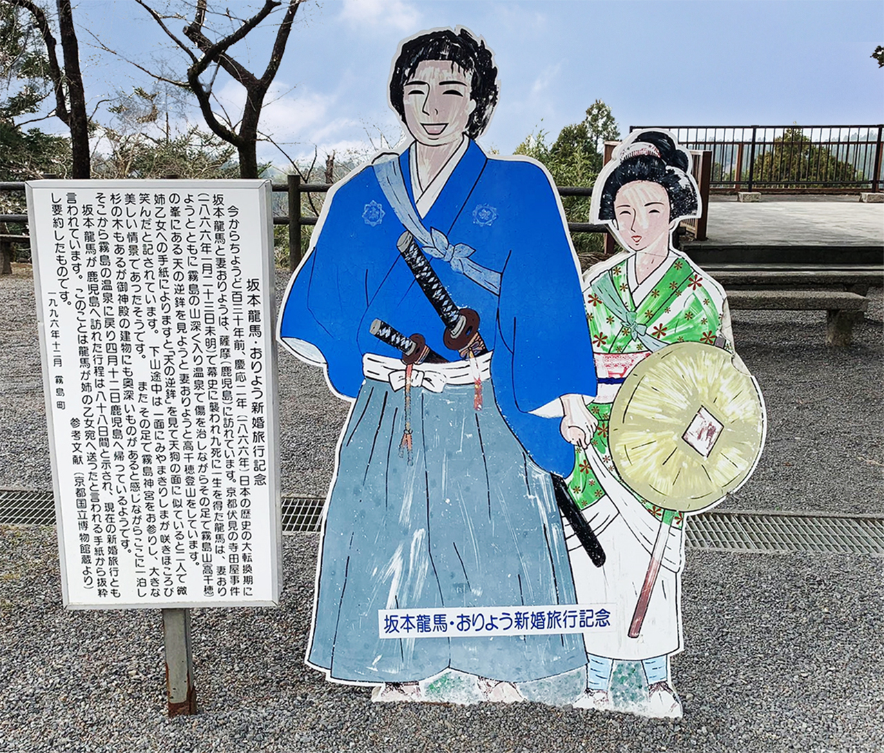 新婚旅行の坂本龍馬とおりょうのパネル