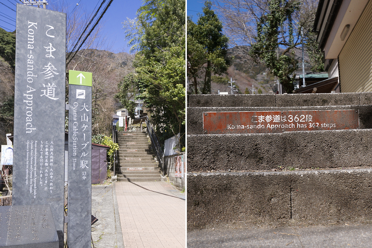 こま参道案内と階段数