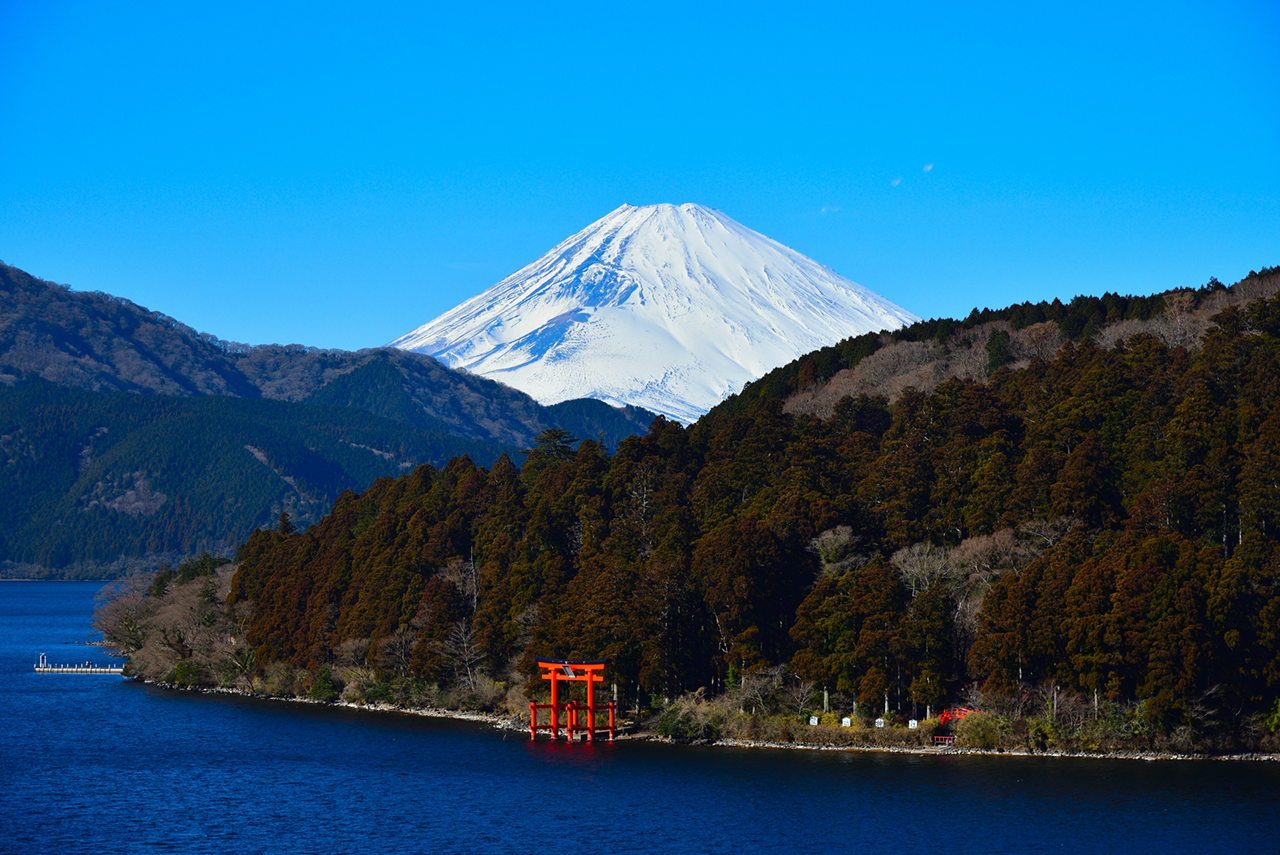 芦ノ湖と箱根神社と富士山