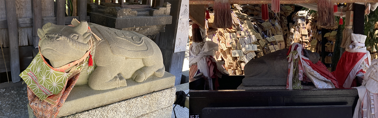 北野天満宮内の牛の像6