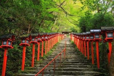 貴船神社 石段の春日灯籠