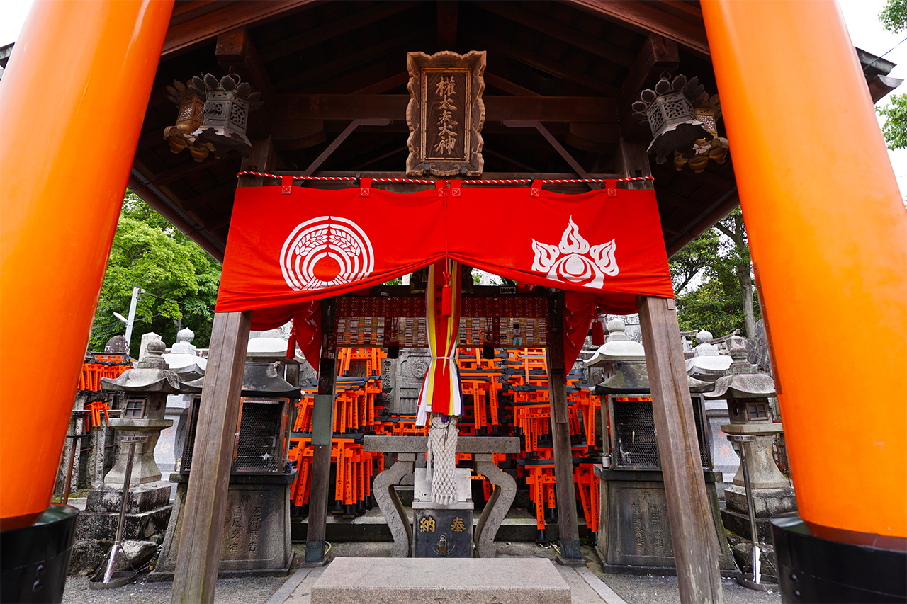 権田夫大神の扁額と奉納された鳥居