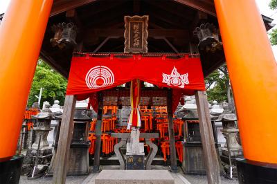 伏見稲荷大社 権田夫大神の扁額と奉納された鳥居