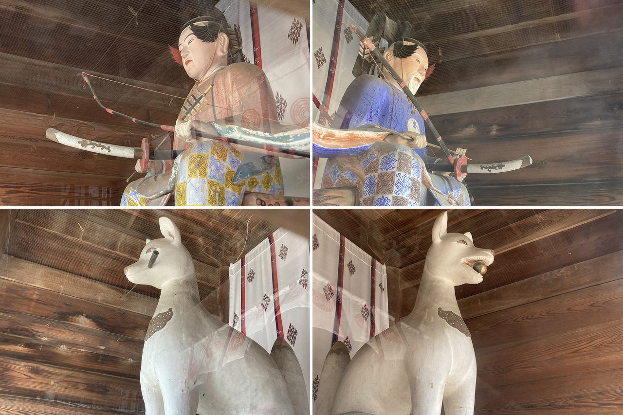 竹駒神社 楼門(随身門) 随身像と狐神像
