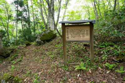 戸隠神社 中社 案内版と比丘尼石