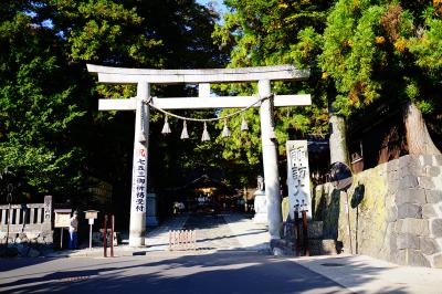 諏訪大社 下社春宮  下社春宮鳥居と社号標