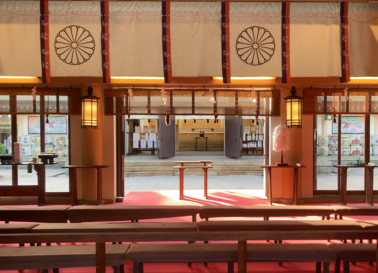 生國魂神社 夕暮れの本殿