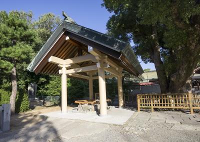 大鳥大社 手水舎と大楠