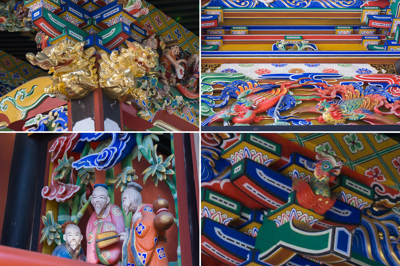 拝殿の彫刻たち