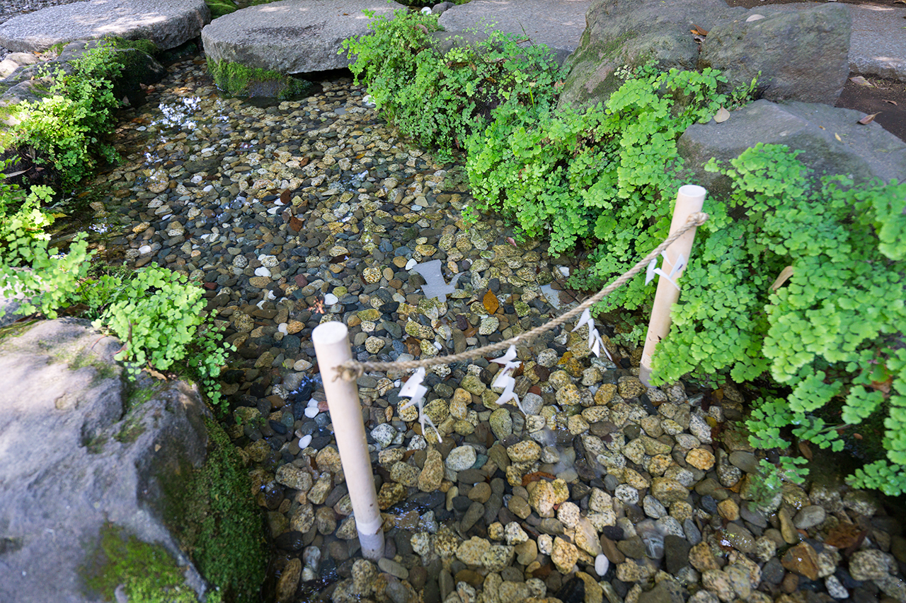 人形流ししている小川