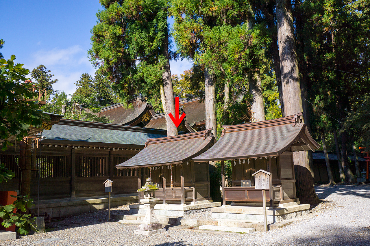 寿命石からみえる熊野神社・天神神社・熊野新宮