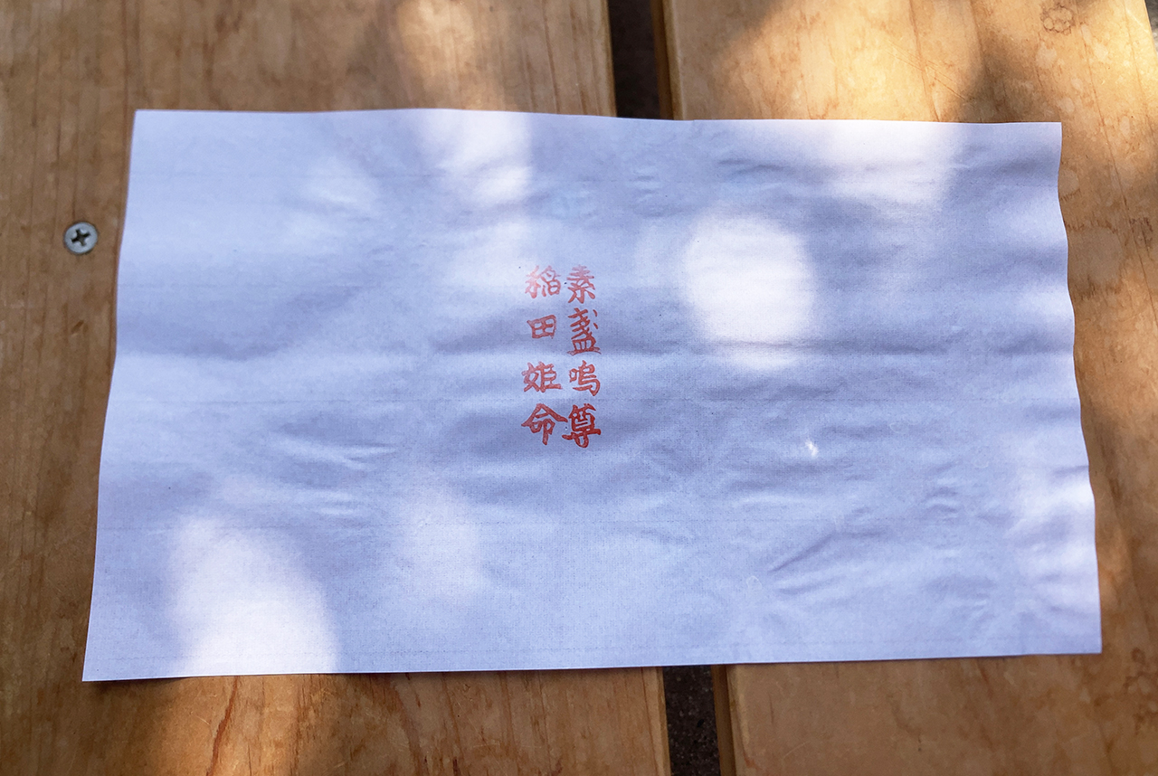 八重垣神社 鏡の池の占い用紙