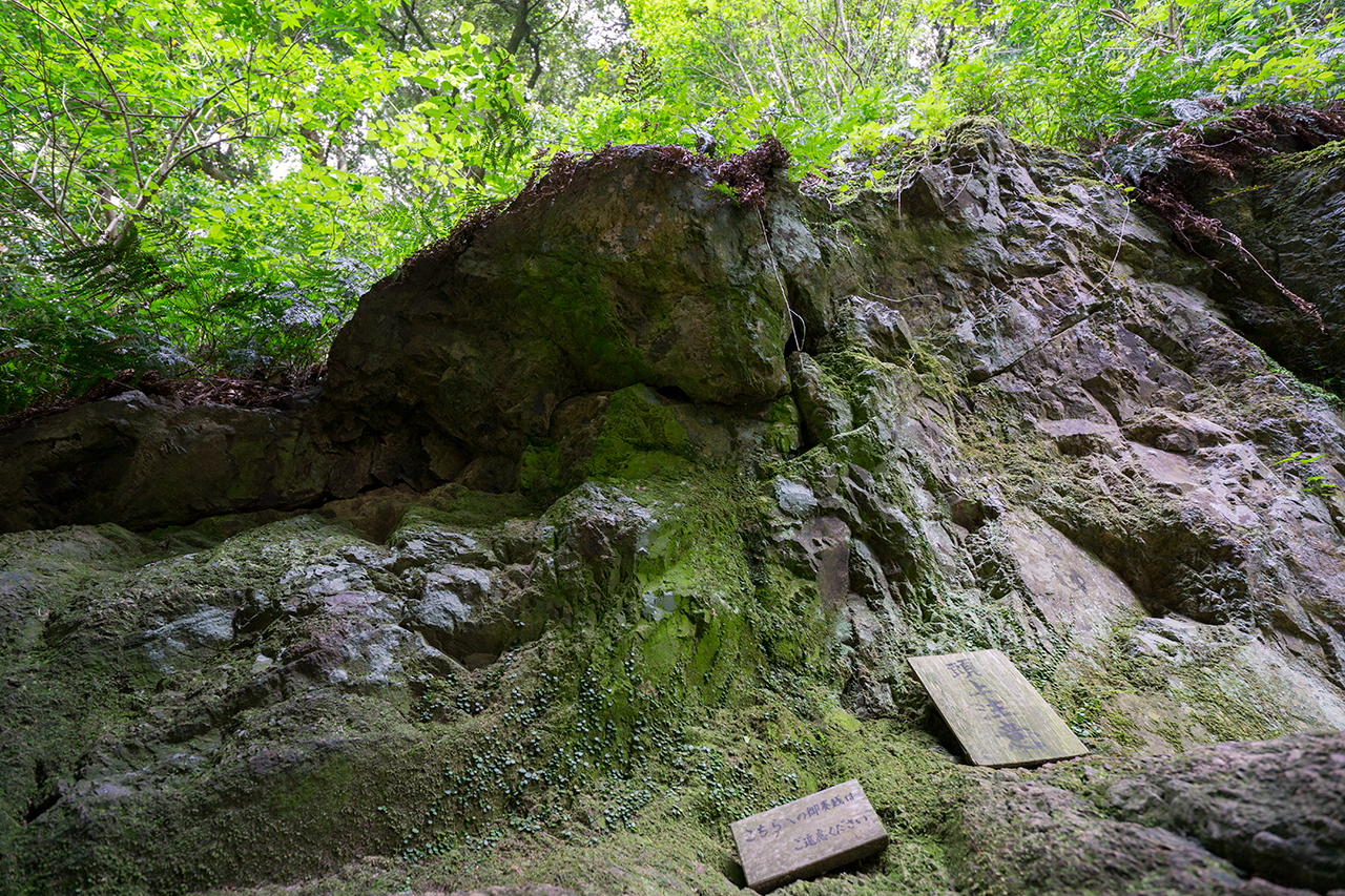 正面から見る巨大な磐座