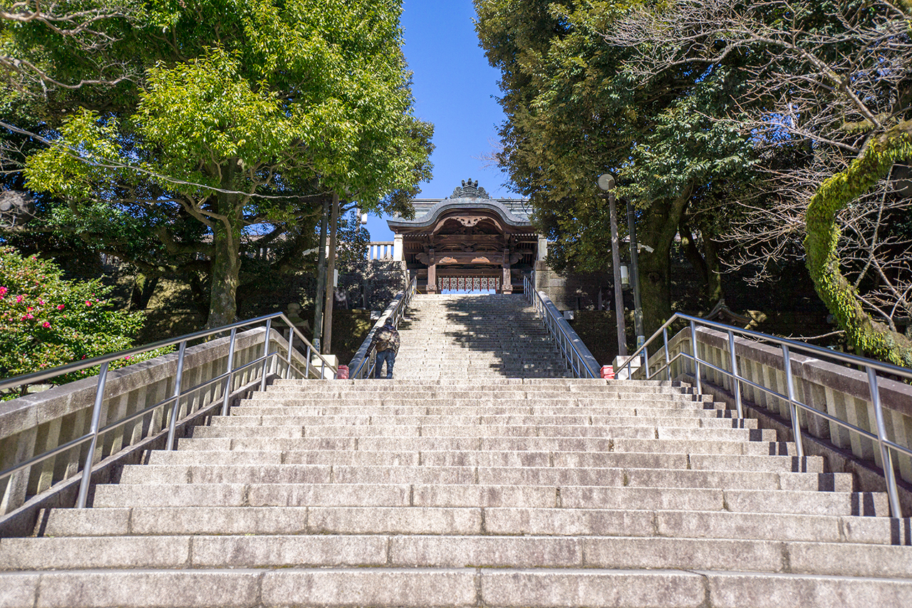 宇都宮二荒山神社 宇都宮二荒山神社 石段からみえる神門