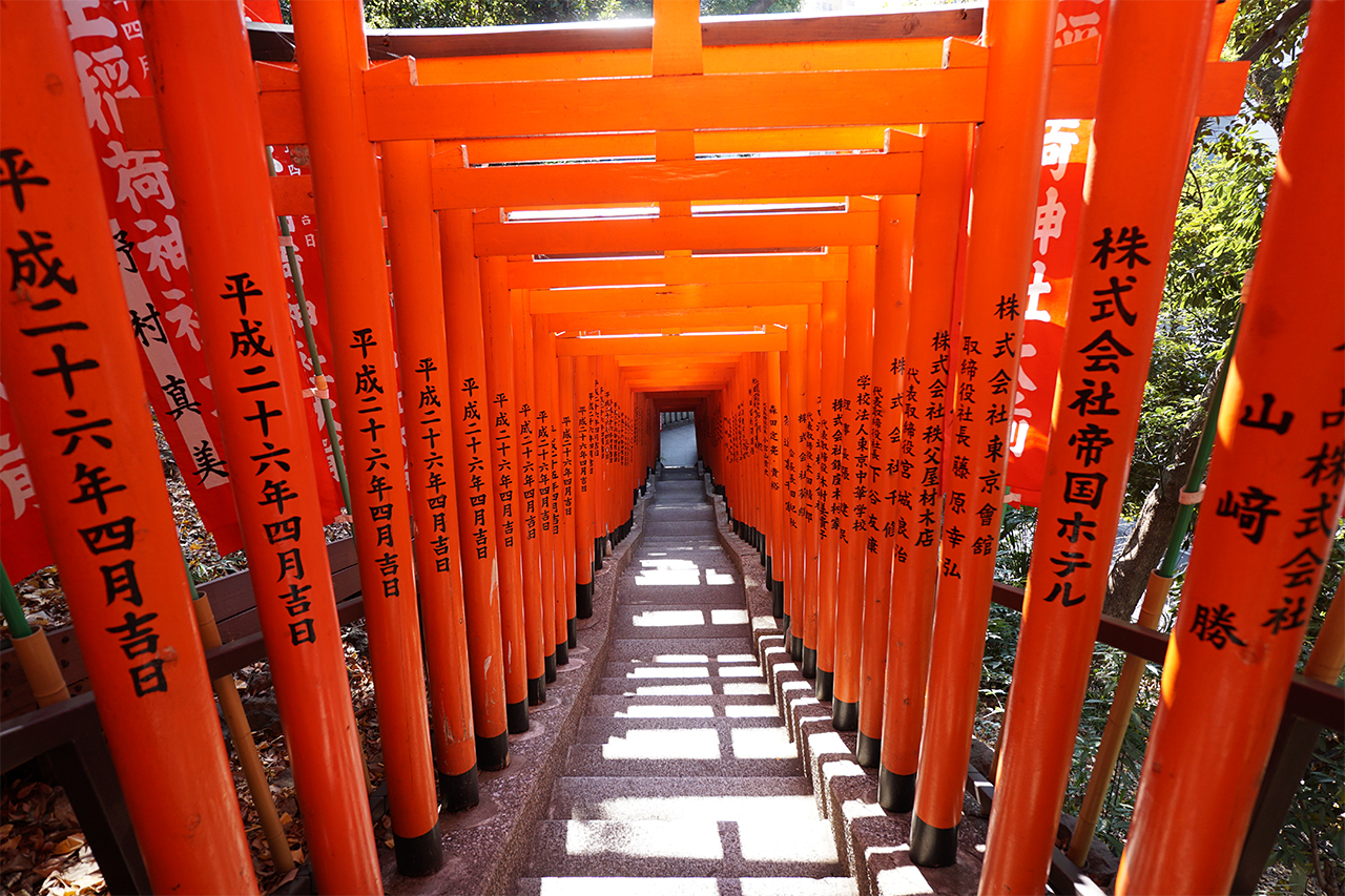 日枝神社の千本鳥居見降ろした風景
