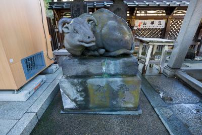 湯島天満宮 石造の撫で牛