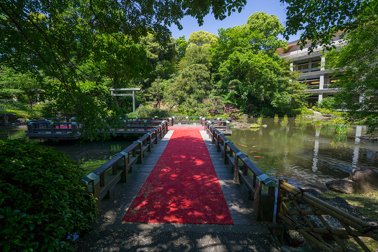 参道の先の神池の橋