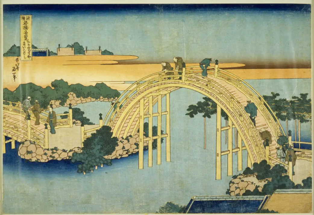 葛飾北斎『諸国名橋奇覧 かめゐど天神たいこばし』