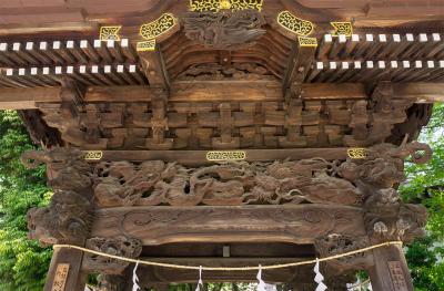 大國魂神社 手水舎の龍や鳳凰の彫刻