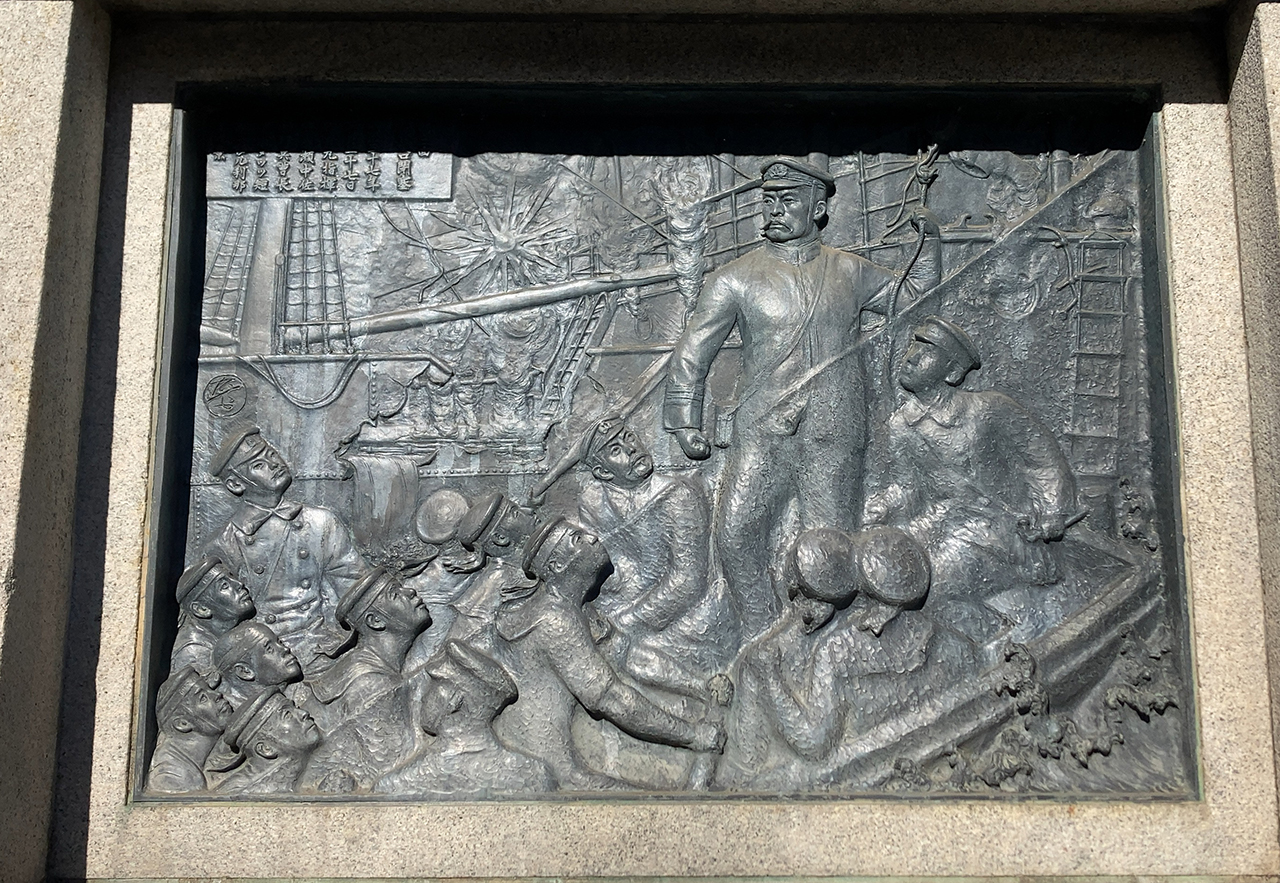小倉右一郎作　日露戦争 第二回旅順港 閉塞の広瀬中佐