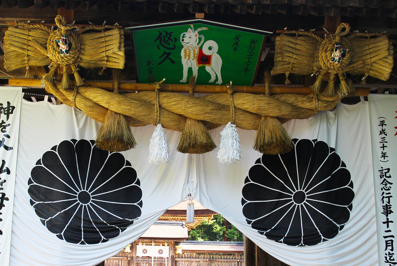 大注連縄と八咫烏注連縄と大絵馬
