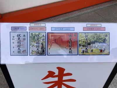 伏見稲荷大社の御朱印一覧(見本)