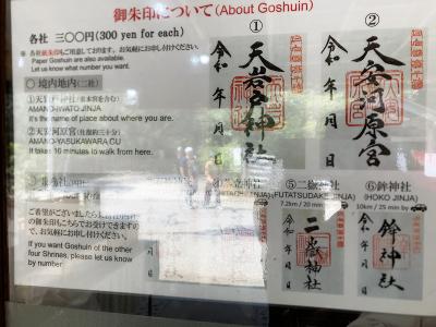 天岩戸神社の御朱印一覧(見本)